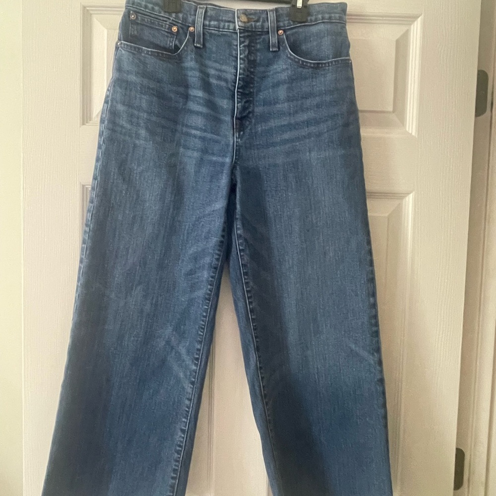 Point Sur/ J Crew Classic Blue cropped wide Leg Jeans with Relaxed Fit